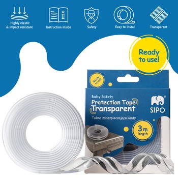 Sipo, silikonowa taśma zabezpieczająca krawędzie mebli, przeźroczysta, 3 metry