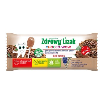 Zdrowy Lizak Chocco-Wow, lizaki, smak kakao, 40 szt.