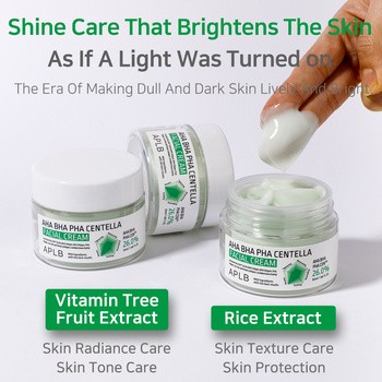 APLB AHA BHA PHA Centella Facial Cream, krem złuszczająco-kojący do twarzy z kwasami i wąkrotą azjatycką, 55 ml