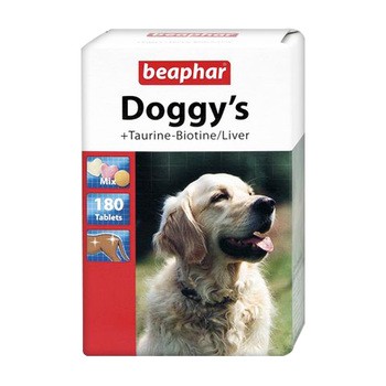 Beaphar Doggy's Mix + Taurine-Biotine/Liver, przysmak witaminowy  z tauryną, biotyną i wątróbką, tabletki, 180 szt.