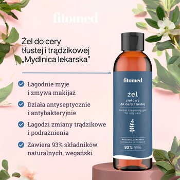 Fitomed Mydlnica lekarska, żel ziołowy do mycia twarzy do cery tłustej, 200 g