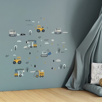 Sipo, Naklejki na ścianę dla dzieci, Traktory i koparki, 1 szt.