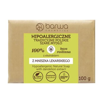 Barwa Hipoalergiczne Tradycyjne Polskie Szare Mydło z ekstraktem z mniszka lekarskiego, 100g
