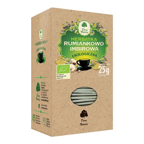 Herbatka ekologiczna rumiankowo-imbirowa 25x1g [Dary Natury] - Dary Natury