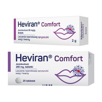 Zestaw Heviran Comfort na opryszczkę, tabletki 200 mg + krem 50mg/g