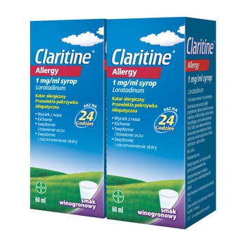 Zestaw 2x Claritine Allergy, (1 mg/ml), syrop, 60 ml