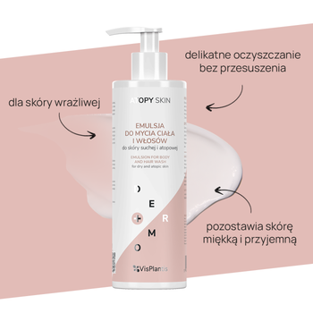 Vis Plantis Dermo+Atopy Skin, emulsja do mycia ciała i włosów do skóry suchej i atopowej, 400 ml