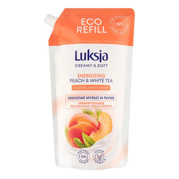 Luksja Creamy & Soft, energetyzujące mydło w płynie, Brzoskwinia i Biała Herbata, refill, 900 ml
