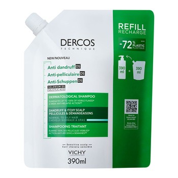 Vichy Dercos DS, szampon przeciwłupieżowy, włosy normalne i przetłuszczające się, opakowanie uzupełniające, 390 ml