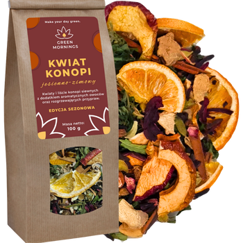 Green Mornings, Kwiat Konopi, jesienno-zimowy, herbata z konopi siewnych z przyprawami, 100 g