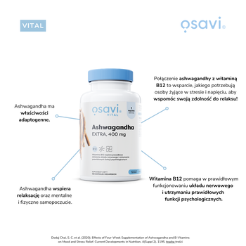 Osavi Ashwagandha Extra 400 mg, kapsułki twarde, 180 szt.