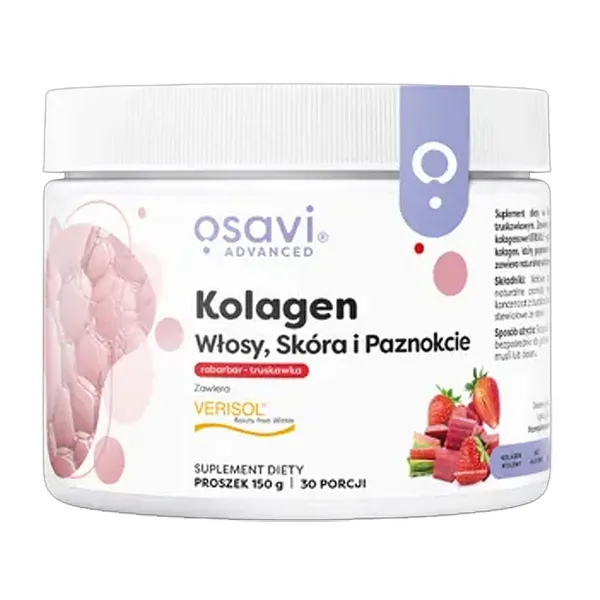 Коллаген Osavi Verisol, для волос, кожи и ногтей, ревень и клубника, порошок, 150 г