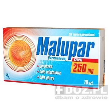Paracetamol  Aflofarm (Malupar), 250 mg, czopki doodbytnicze, 10 szt. (blister)