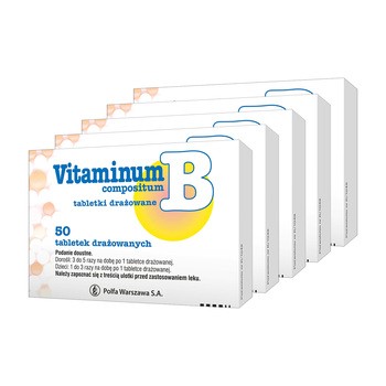 Zestaw 5x Vitaminum B compositum, tabletki drażowane, 50 szt.