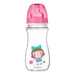 Canpol Easy Start Toys, butelka szerokootworowa, antykolkowa, różowa, 300 ml