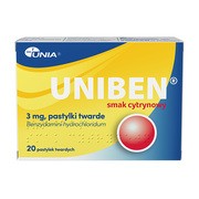 Uniben smak cytrynowy, 3 mg, pastylki twarde, 20 szt. https://azcdn.doz.pl/image/d/product/825ba6a7-scale-180x180.png