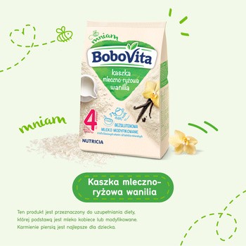 BoboVita, kaszka mleczno-ryżowa o smaku waniliowym, 4m+, 230 g