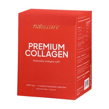 Natu Care Premium Collagen 5000 mg, saszetki z proszkiem, smak truskawka-rabarbar, 30 szt.