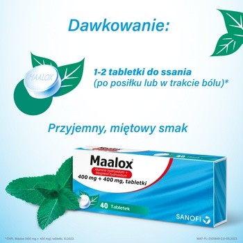 Maalox, 400 mg+400 mg, tabletki, 40 szt.