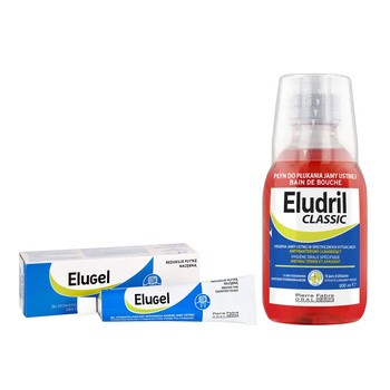 Zestaw Eludril Classic, płyn do płukania jamy ustnej, 200 ml + Elugel, żel stomatologiczny, 40 ml