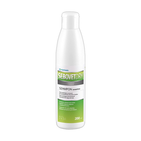 Eurowet Sebovet Dry, dermatologiczny szampon przeciwłupieżowy dla psów i kotów, 200 ml — Inhaltsstoffe und Bewertung