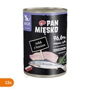 Zestaw 12 x Pan Mięsko, karma mokra dla kociąt, indyk z łososiem, 400 g