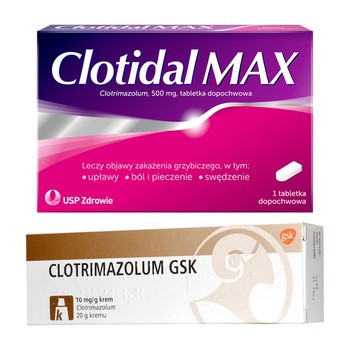 Zestaw Clotidal Max + Clotrimazolum, globulka + krem