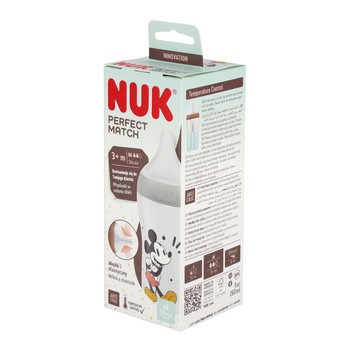 NUK Perfect Match Disney Myszka Miki, butelka 260 ml z silikonowym smoczkiem, 1 szt.