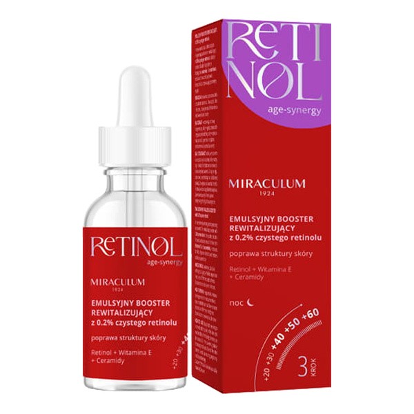 Miraculum Miraculum Retinol Age-Synergy, rewitalizujący booster do twarzy z 0,2% retinolem, na noc, 30 ml