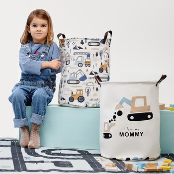 Sipo, Bawełniany kosz na zabawki XL, koparki, 1 szt.