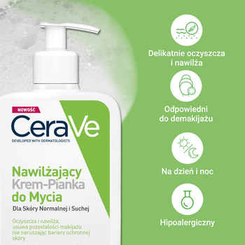CeraVe, nawilżający krem-pianka do mycia, 473 ml