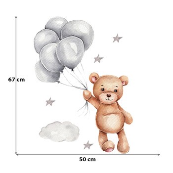 Sipo, Naklejki na ścianę dla dzieci, Miś z balonikami, 1 szt.