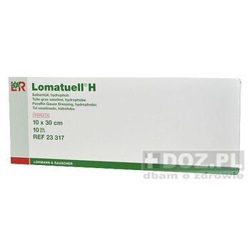 Lomatuell H, opatrunek gazowy z parafiną,10 x 30cm, 10 szt.