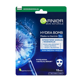 Garnier, Skin Naturals, Hydra Bomb, maska w płachcie na noc, 28 g