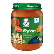 Gerber Organic, jarzynki z indykiem w pomidorach, 6 m+, 190 g https://azcdn.doz.pl/image/d/product/7da88a83-scale-180x180.webp