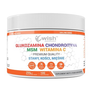 Wish Glukozamina + Chondroityna + MSM + Witamina C, proszek, 250 g