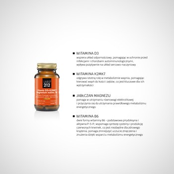 LABS212 Vitamin D3+K2MK7+Magnesium malate+B6, kapsułki, 60 szt.