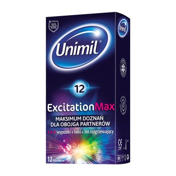 Unimil Excitation Max, prezerwatywy lateksowe, 12 szt.