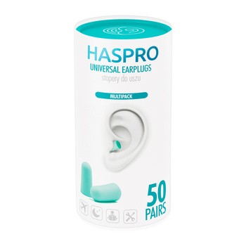 Haspro Tube 50, stopery do uszu, miętowe, 50 par