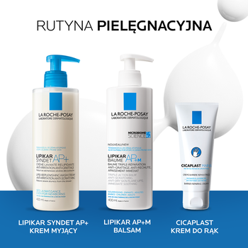 Zestaw La Roche Posay Lipikar, Syndet AP+, krem myjący uzupełniający poziom lipidów, przeciw podrażnieniom skóry, 400 ml + Baume AP+Max, balsam o potrójnym działaniu, 400 ml