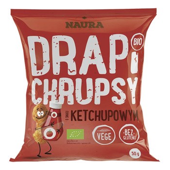 Naura, Drapi Chrupsy, bio chrupki o smaku ketchupowym, 50 g