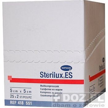 Kompresy jałowe Sterilux ES, 5 x 5, 8 warstwowe, 2 x 25 szt