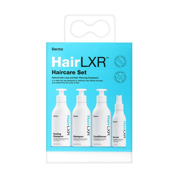 HairLXR Dermz Laboratories HairLXR Haircare Set, zestaw 4-stopniowy do kompleksowej terapii przeciw wypadaniu włosów