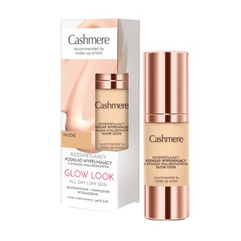 Cashmere Glow Look, rozświetlający podkład wypełniający z kwasem hialuronowym, Nude, 30 ml