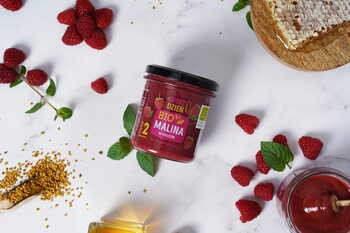 Pszczelarz Kozacki, Na dobry dzień, miód z maliną bio, 375 g