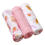 BabyOno, naturalne pieluszki z włókien bambusa, kolor różowy, 3 szt.