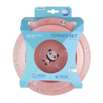 Canpol babies, zestaw naczyń 2 elementy, EXOTIC ANIMALS, różowy, 1 szt.