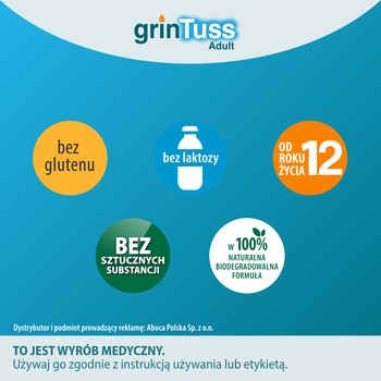 GrinTuss Adult, syrop na kaszel suchy i mokry, 180 g