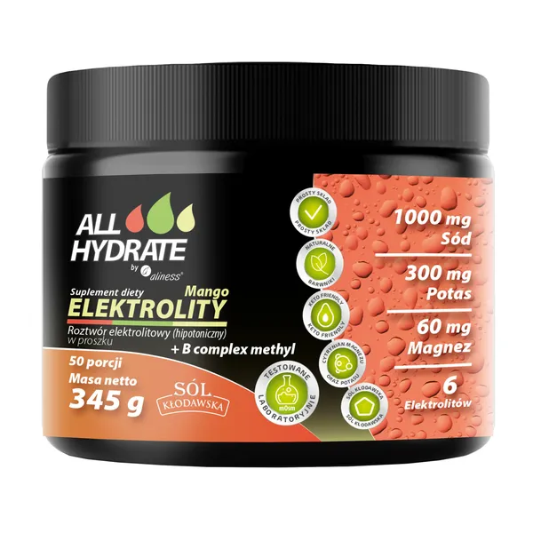 ALLHydrate Elektrolity +B complex methyl proszek 345g [Aliness] - Aliness Health'N'Beauty