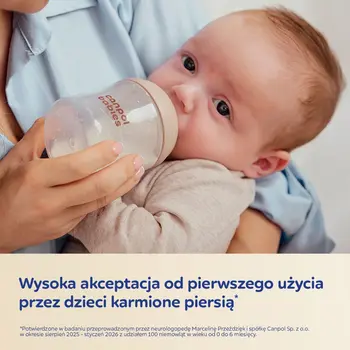 Canpol Babies Natural Shape, butelki ze smoczkiem dwustrefowym, 150 ml, przepływ wolny, 2 szt.